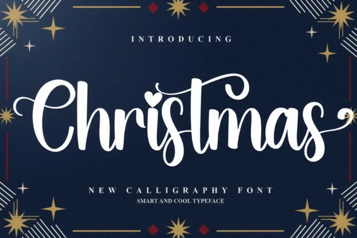 Festive Calligraphy & Holiday Script Typeface preview for Christmas cards and holiday branding