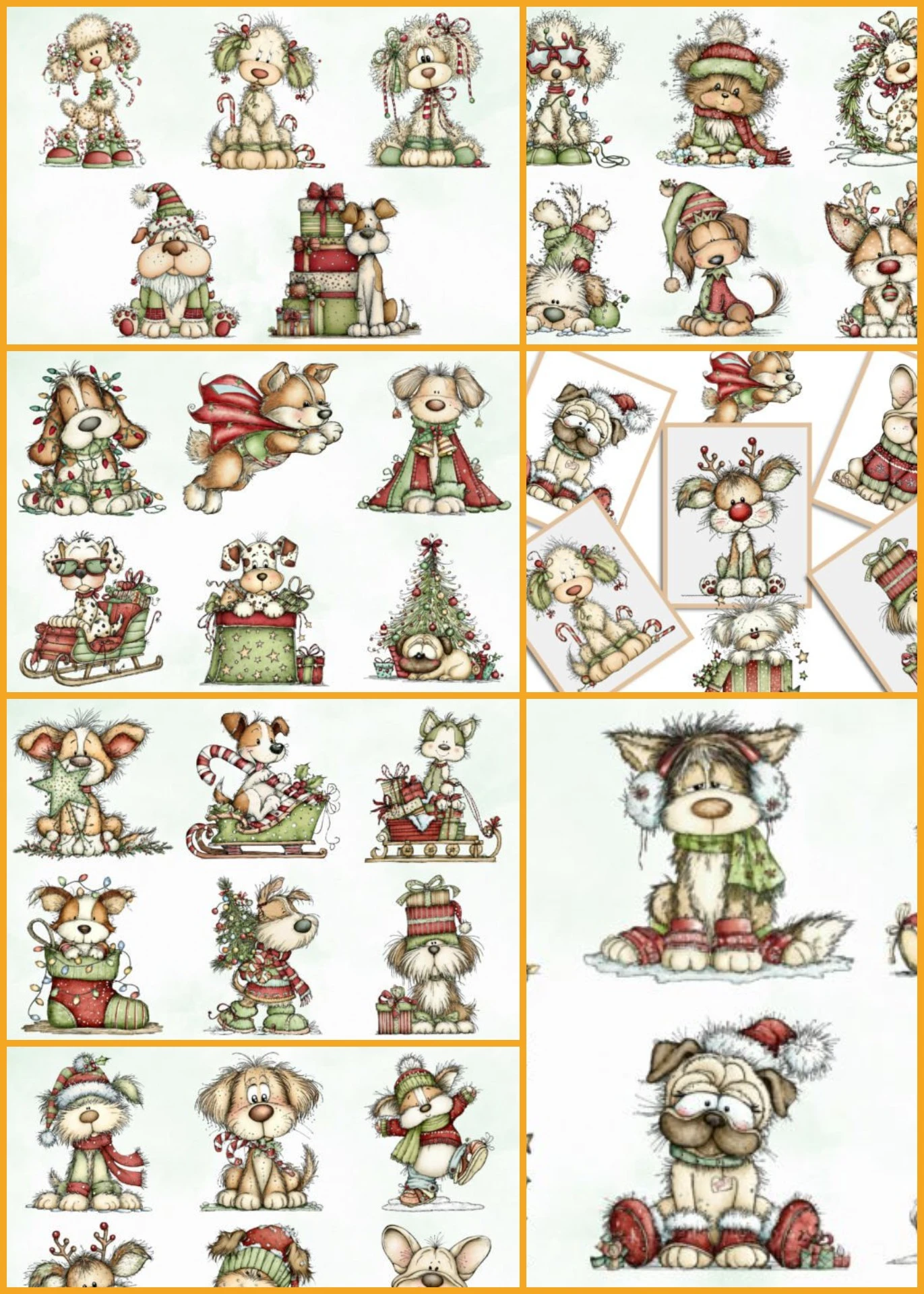 Whimsical Christmas Fluffy Dogs Clipart Bundle 2 il50nzy7jb