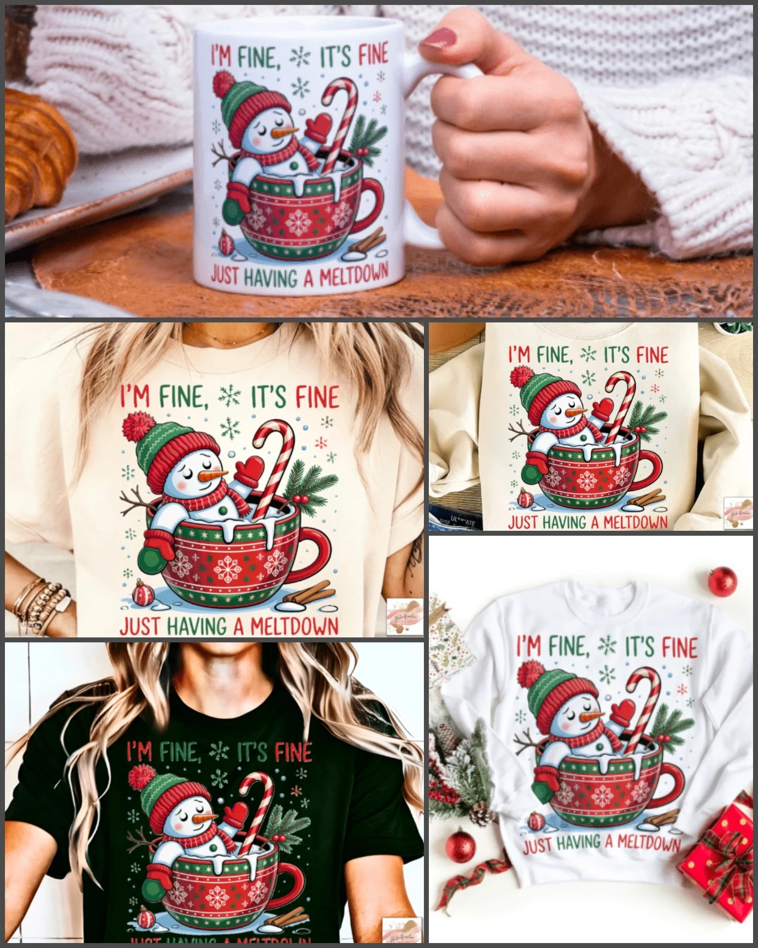 Funny Cute Snowman – Playful Christmas PNG Design 2