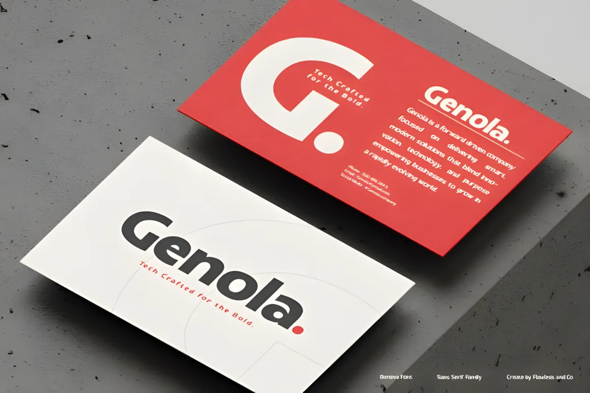 Best Sans Serif Fonts: 40 Modern Typefaces for Right Now 19 Business cards featuring the Genola font in a modern sans serif style.