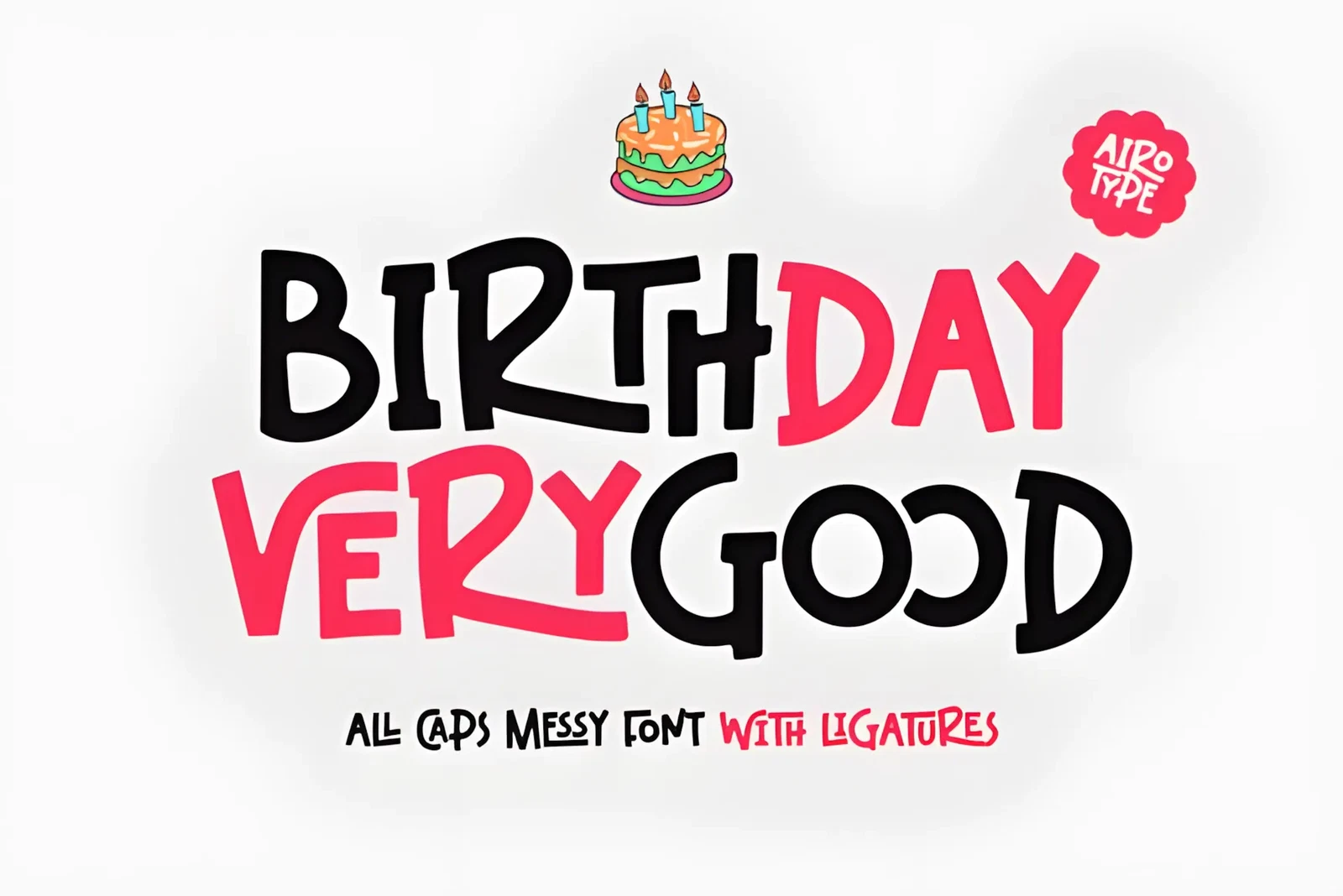 Birthday VeryGood Font fun decorative typography for greeting cards