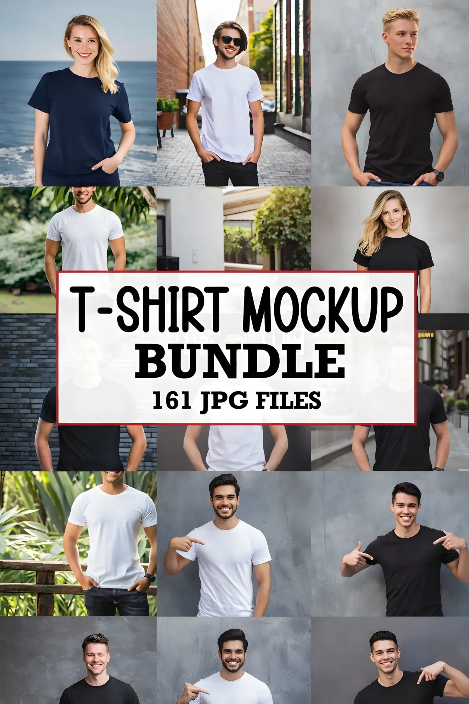 T-Shirt Mockup Bundle for Realistic Product Previews 2 realistic t-shirt mockup bundle with male and female models