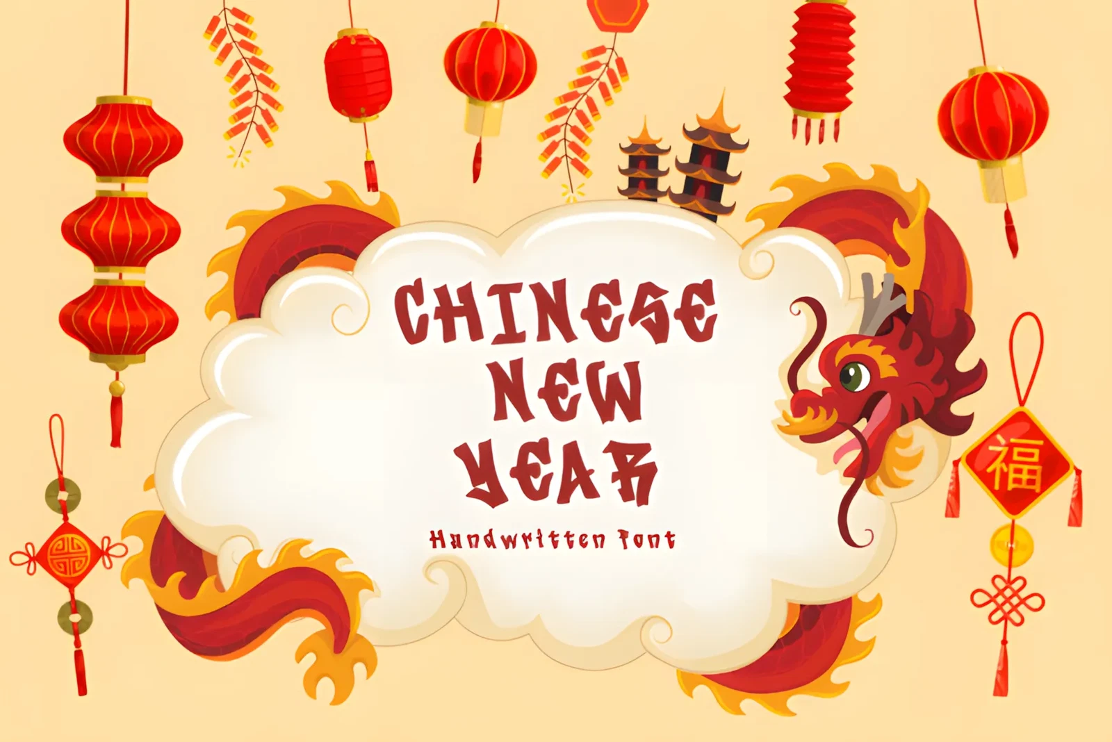 Chinese New Year 291 Font festive decorative typeface preview