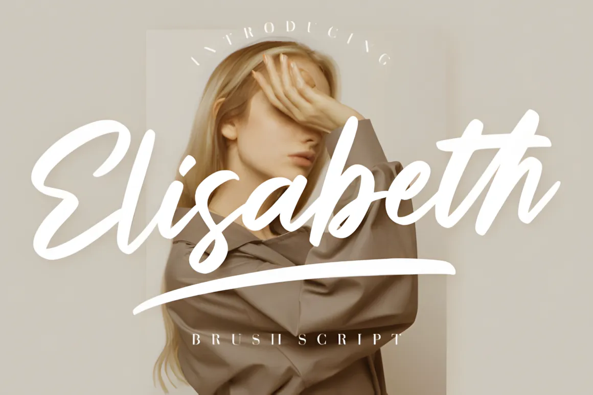 23 Best Valentine’s Day Script Fonts with Commercial License 10 Elisabeth script font displayed with a model posing elegantly.