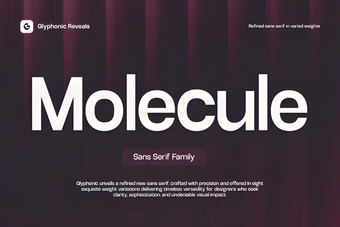Best Sans Serif Fonts: 40 Modern Typefaces for Right Now 37 Molecule font displayed in a refined sans serif style on a dark background.
