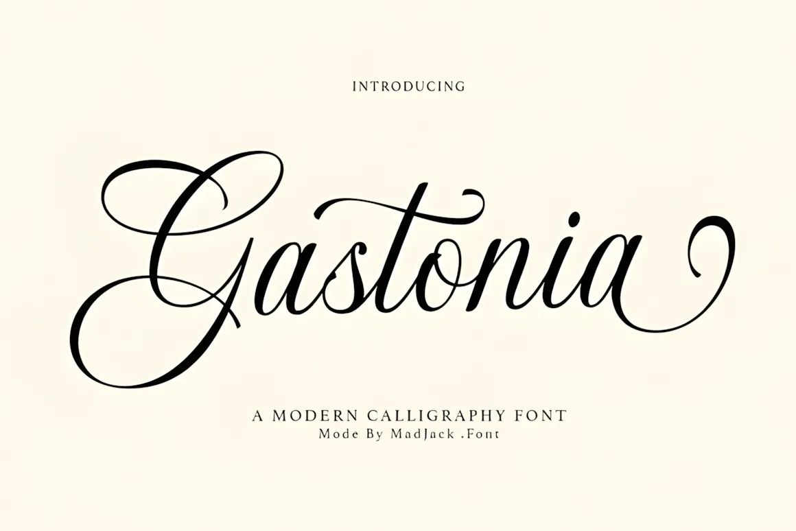23 Best Valentine’s Day Script Fonts with Commercial License 14 Gastonia script font showcasing elegant calligraphy style with swirls.