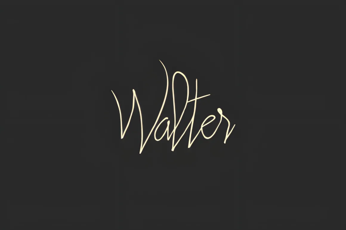 15 Best Script Fonts for Formal and Casual Branding 15 Elegant script font displaying the name 'Walter' in a flowing style.