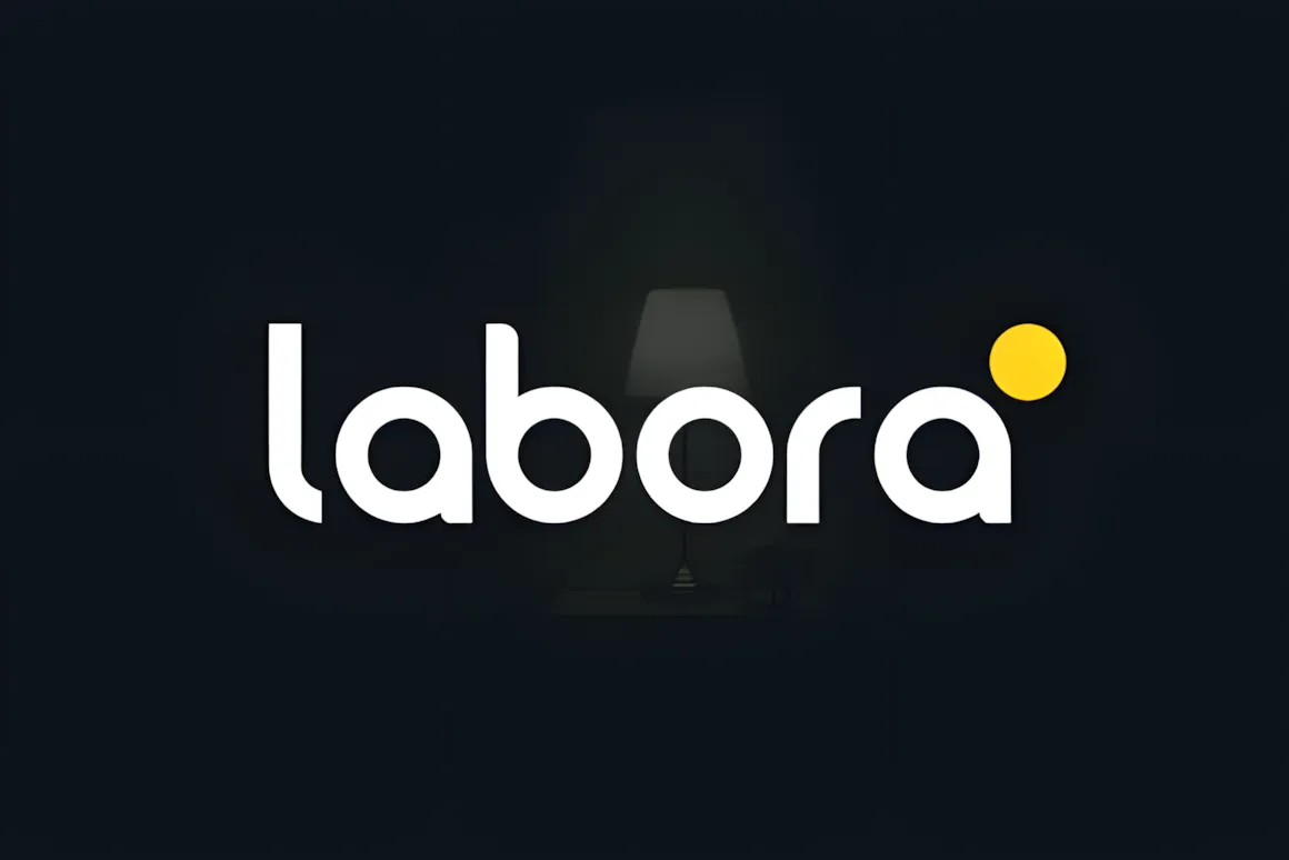 Best Sans Serif Fonts: 40 Modern Typefaces for Right Now 21 Labora font displayed in a modern style with a lamp in the background.