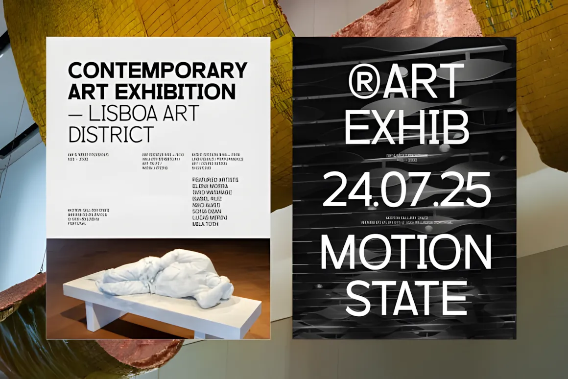 Best Sans Serif Fonts: 40 Modern Typefaces for Right Now 4 Contemporary art exhibition poster featuring minimalist design and sans serif fonts.