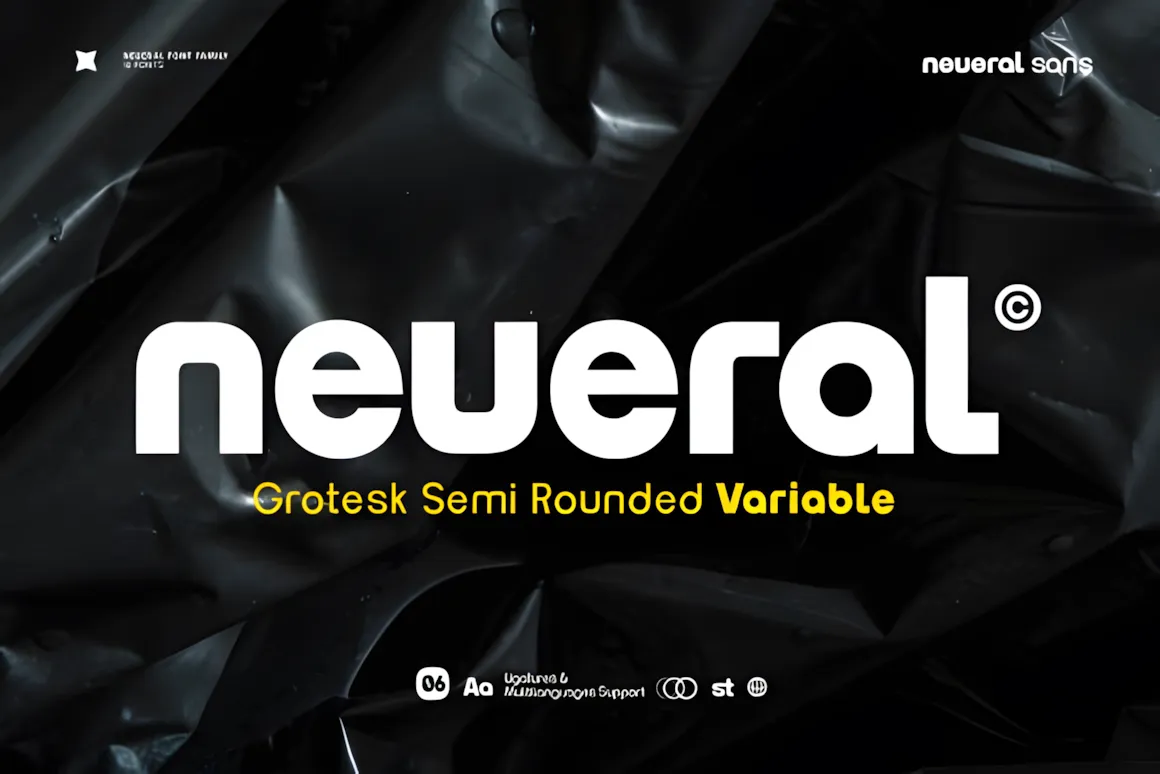 Best Sans Serif Fonts: 40 Modern Typefaces for Right Now 24 Neueral Grotesk Variable Font showcasing bold, rounded letters on a dark background.