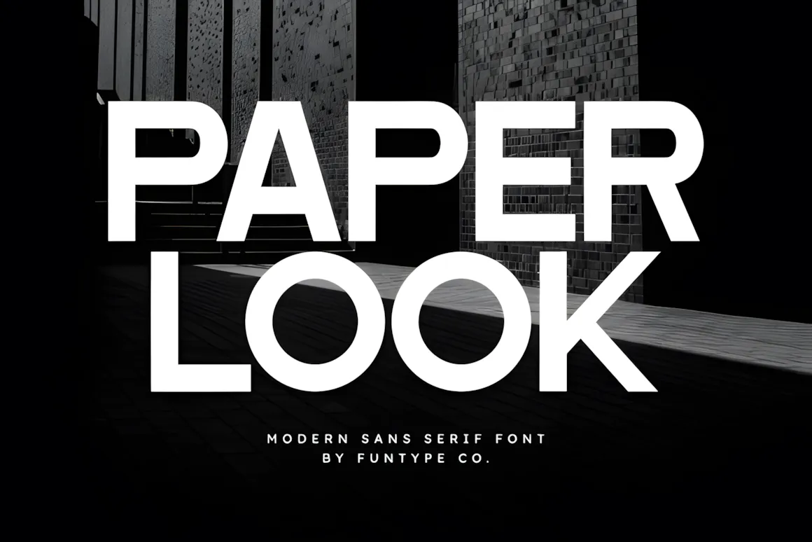 Best Sans Serif Fonts: 40 Modern Typefaces for Right Now 34 The text 'PAPER LOOK' in a bold modern sans serif font on a textured background.