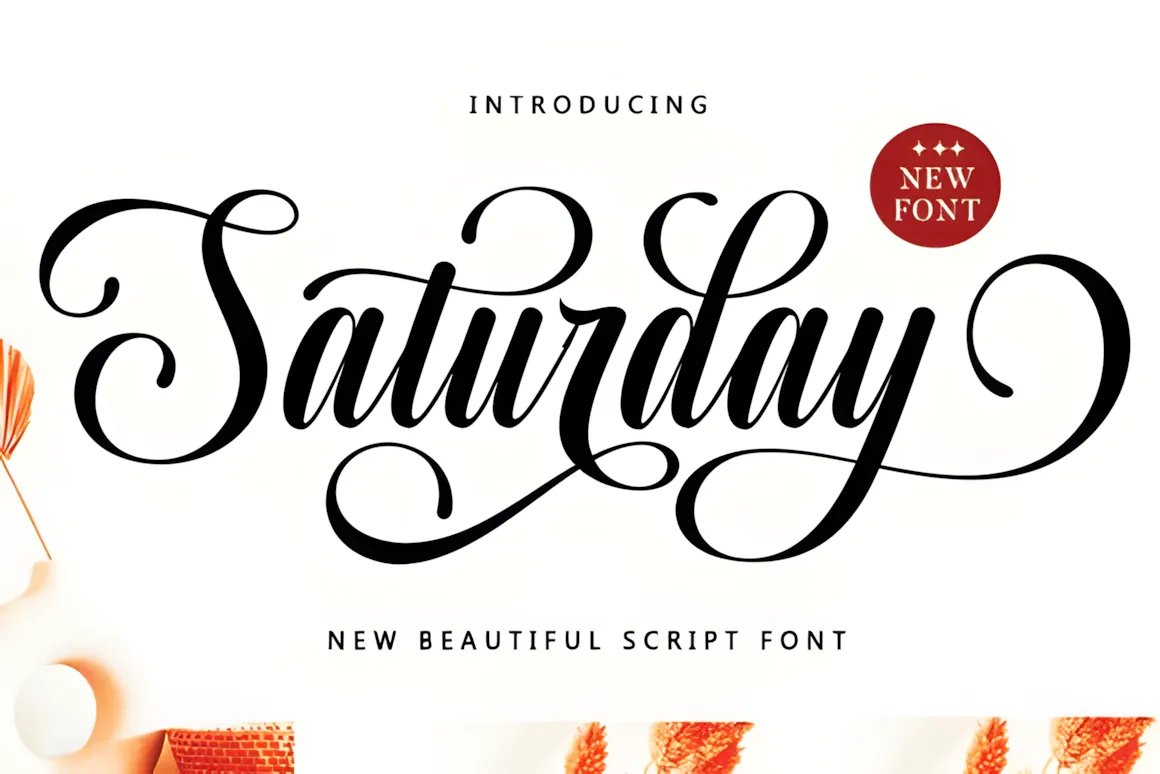23 Best Valentine’s Day Script Fonts with Commercial License 12 Saturday script font showcasing elegant lettering with a decorative flourish.