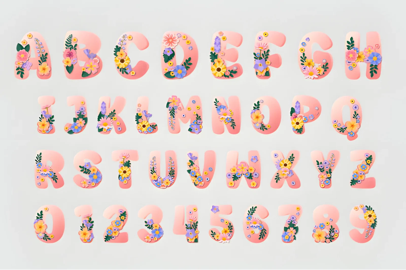 Spring Font: Colorful Floral Typeface for Fresh Designs 3 Spring Font colorful floral typeface alphabet