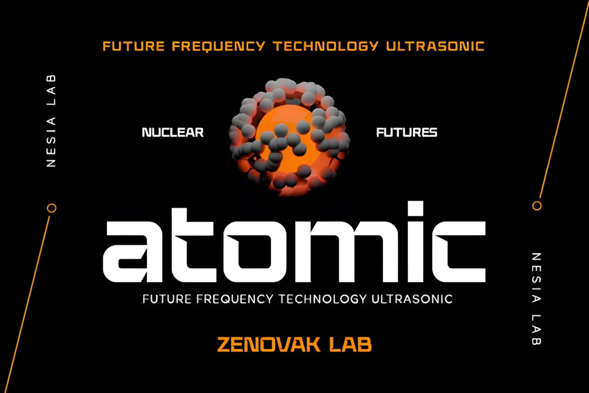 20 Best Display Sans Serif Font Styles for Designers 10 Zenovak Font displayed in a bold, futuristic style with a circular graphic element.