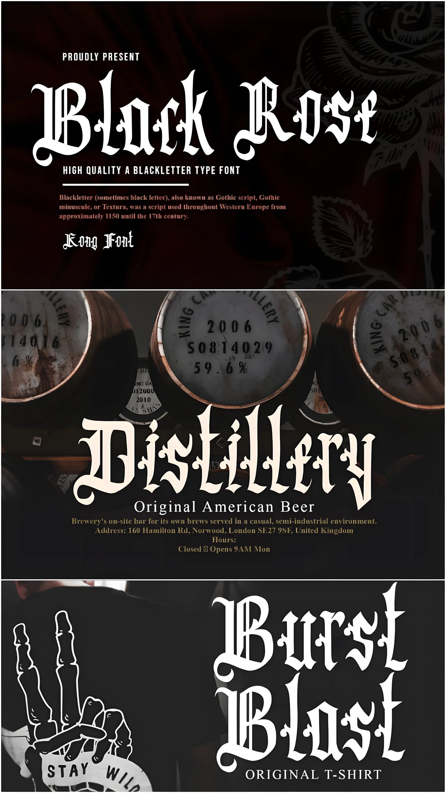 Black Rose Font: Classic Blackletter Display Typeface 2 Black Rose Font blackletter alphabet