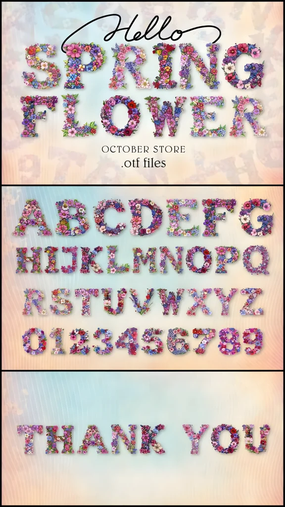 Spring Flower Font: Floral Color Typeface Full of Life 2 Spring Flower Font decorative floral typography for spring designs