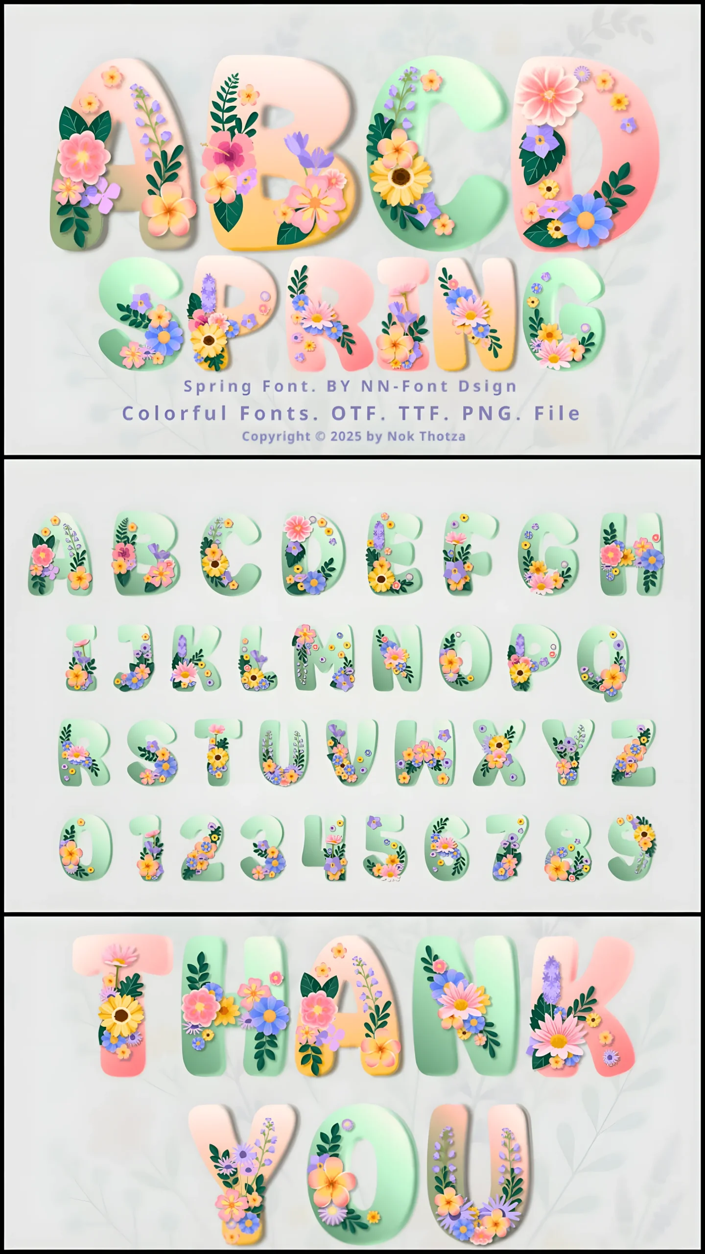 Spring Font: Colorful Floral Typeface for Fresh Designs 2 Spring Font colorful floral typeface alphabet