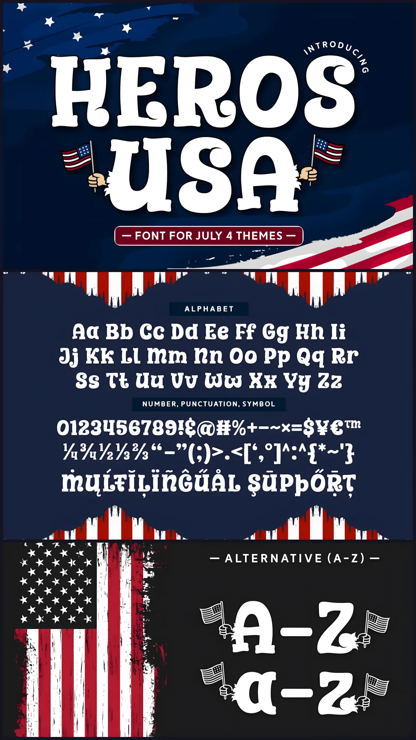Heros USA Font: Patriotic Display Typeface for Bold Designs 2 Heros USA Font patriotic display typeface for posters and banners