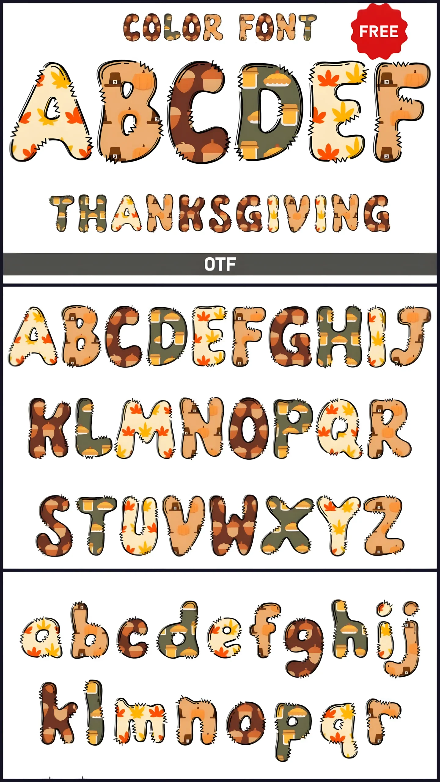 Thanksgiving Font: Colorful Display Typeface for Fall Designs 2 Thanksgiving Font colorful display typeface with autumn patterns