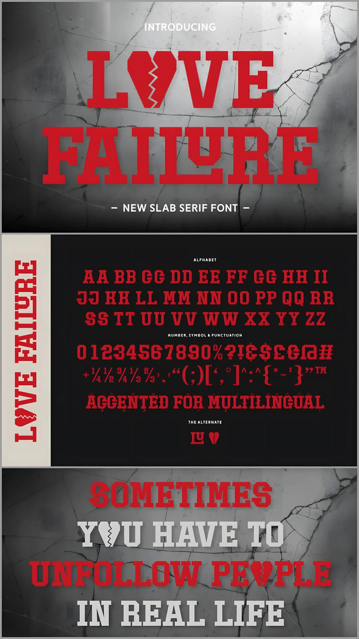 Love Failure Font: Bold Slab Serif With Emotional Edge 2 Love Failure Font bold slab serif typeface alphabet
