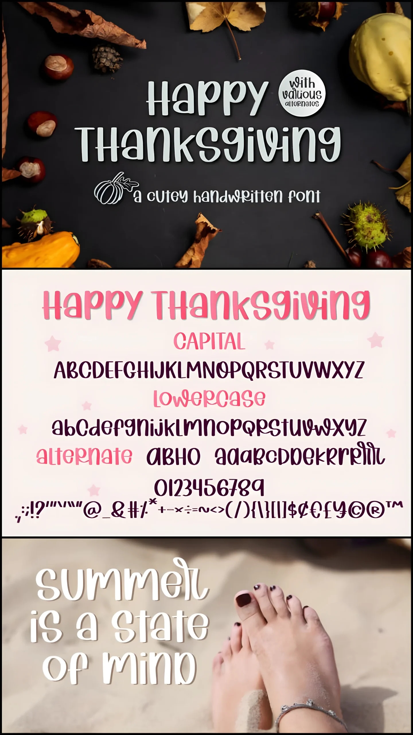 Happy Thanksgiving Font: Cute Handwritten Script Typeface 2 Happy Thanksgiving Font handwritten script alphabet