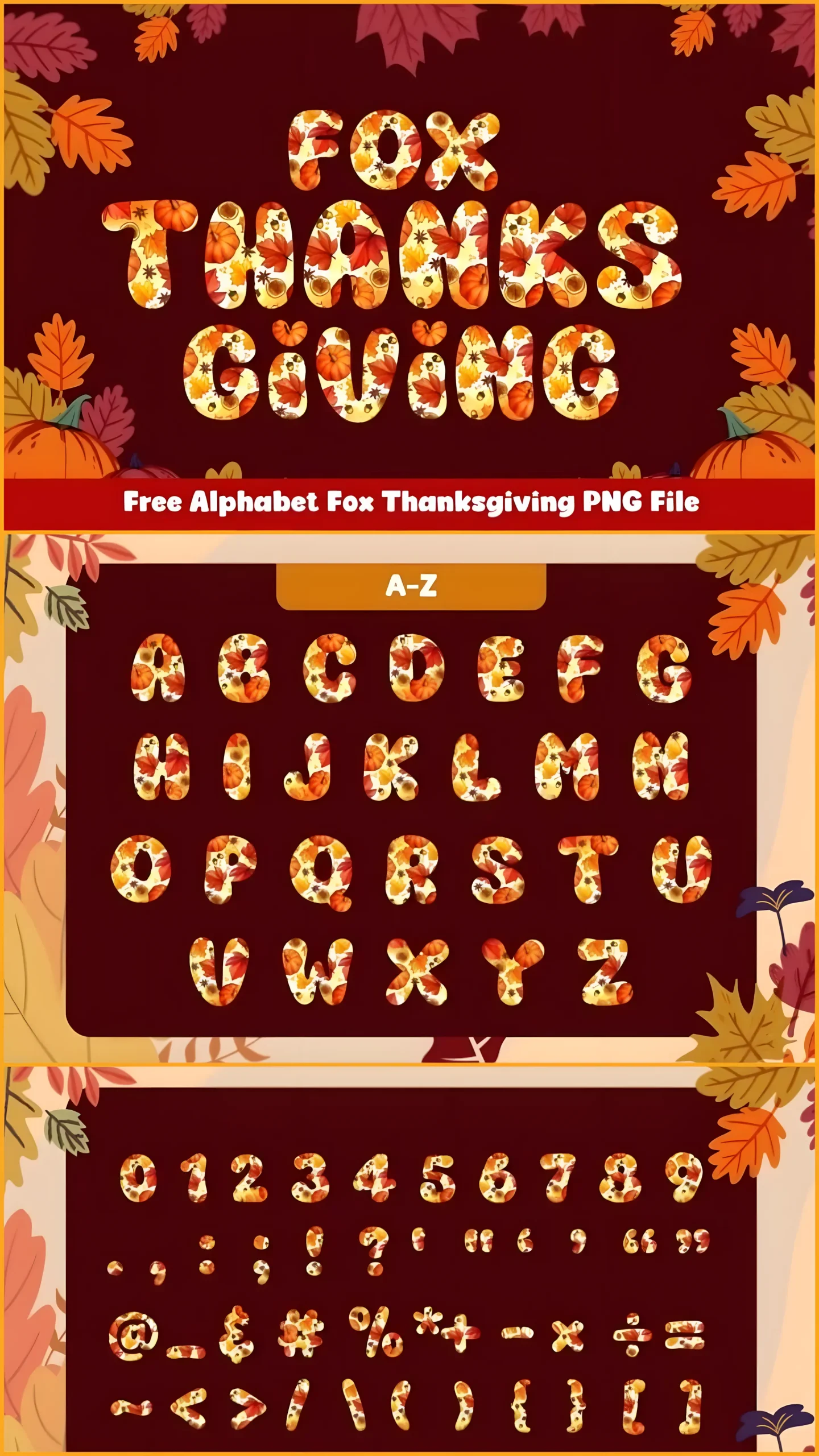 Fox Thanksgiving Font: Colorful Autumn Display Typeface 2 Fox Thanksgiving Font colorful autumn illustrated alphabet