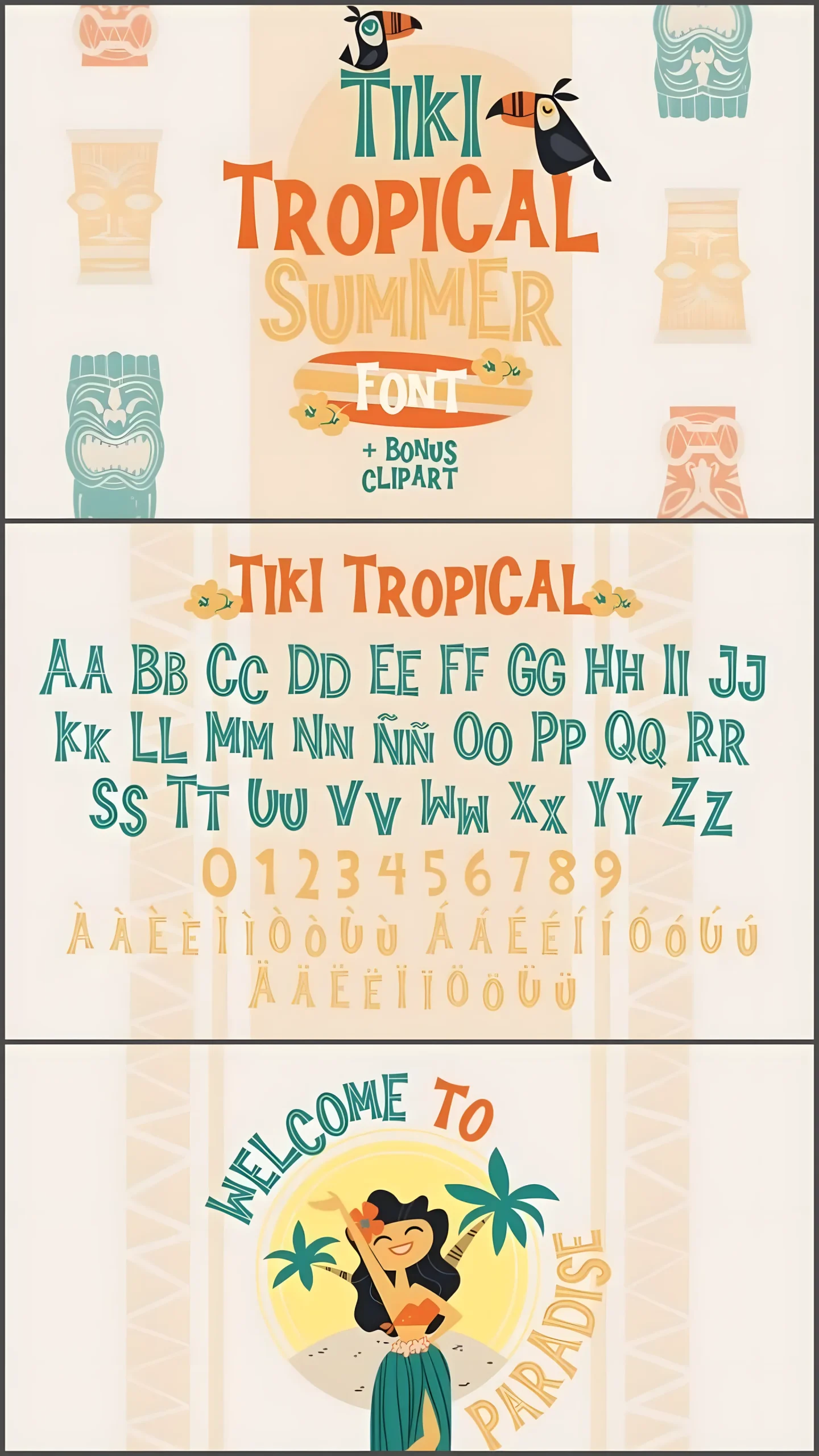 Tiki Tropical Summer Font: Retro Display Typeface 2 Tiki Tropical Summer Font retro tropical alphabet