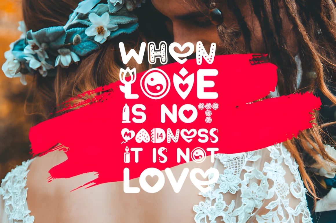 Top 9 Best Romantic Script Fonts for Valentine’s Day Cards 5 Romantic quote on a vibrant red background with floral accents, emphasizing love and passion.
