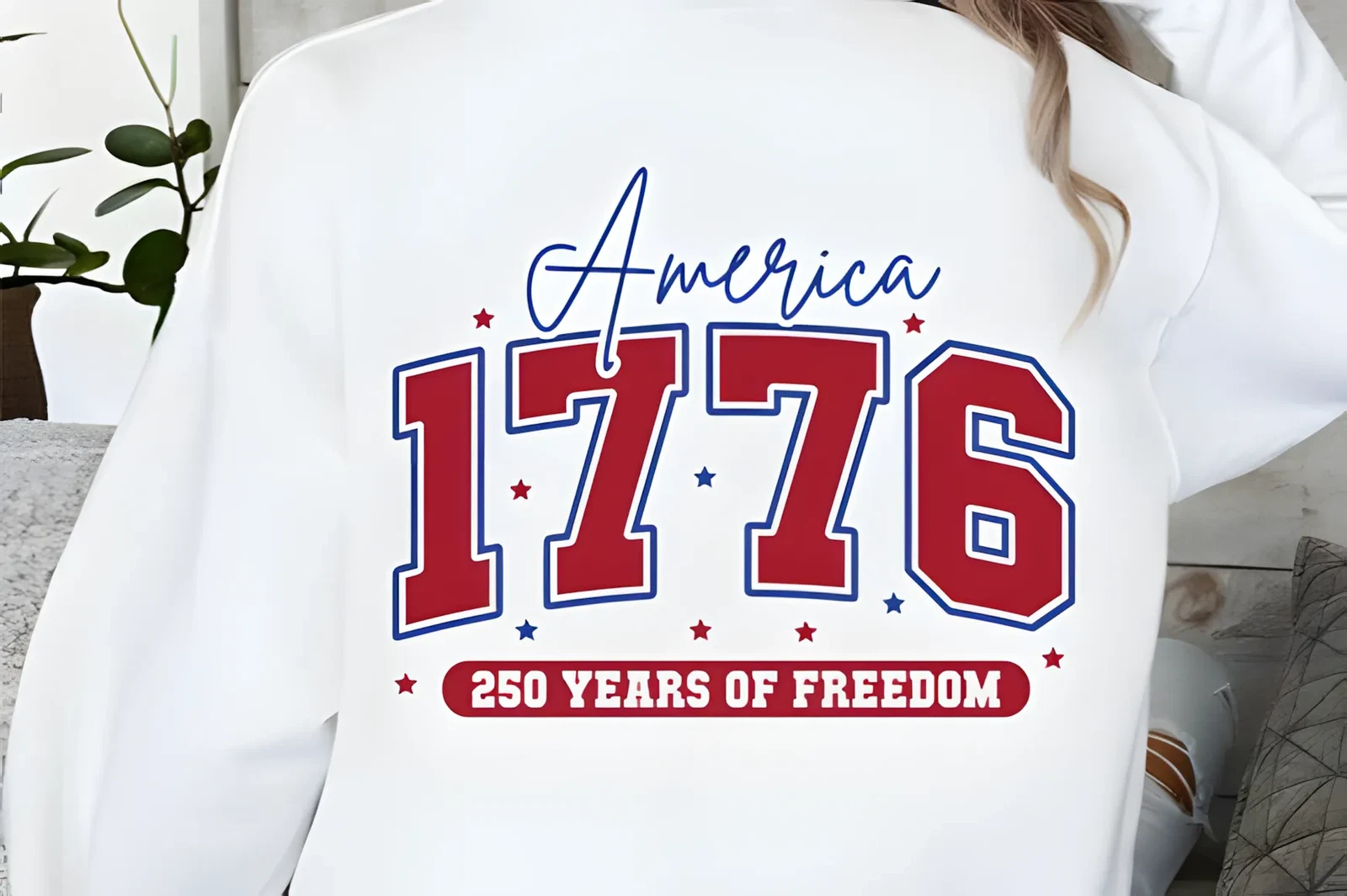 America 1776 SVG for 250 Years of Freedom Designs 4 America 1776 cut file on t shirt mockup for patriotic apparel