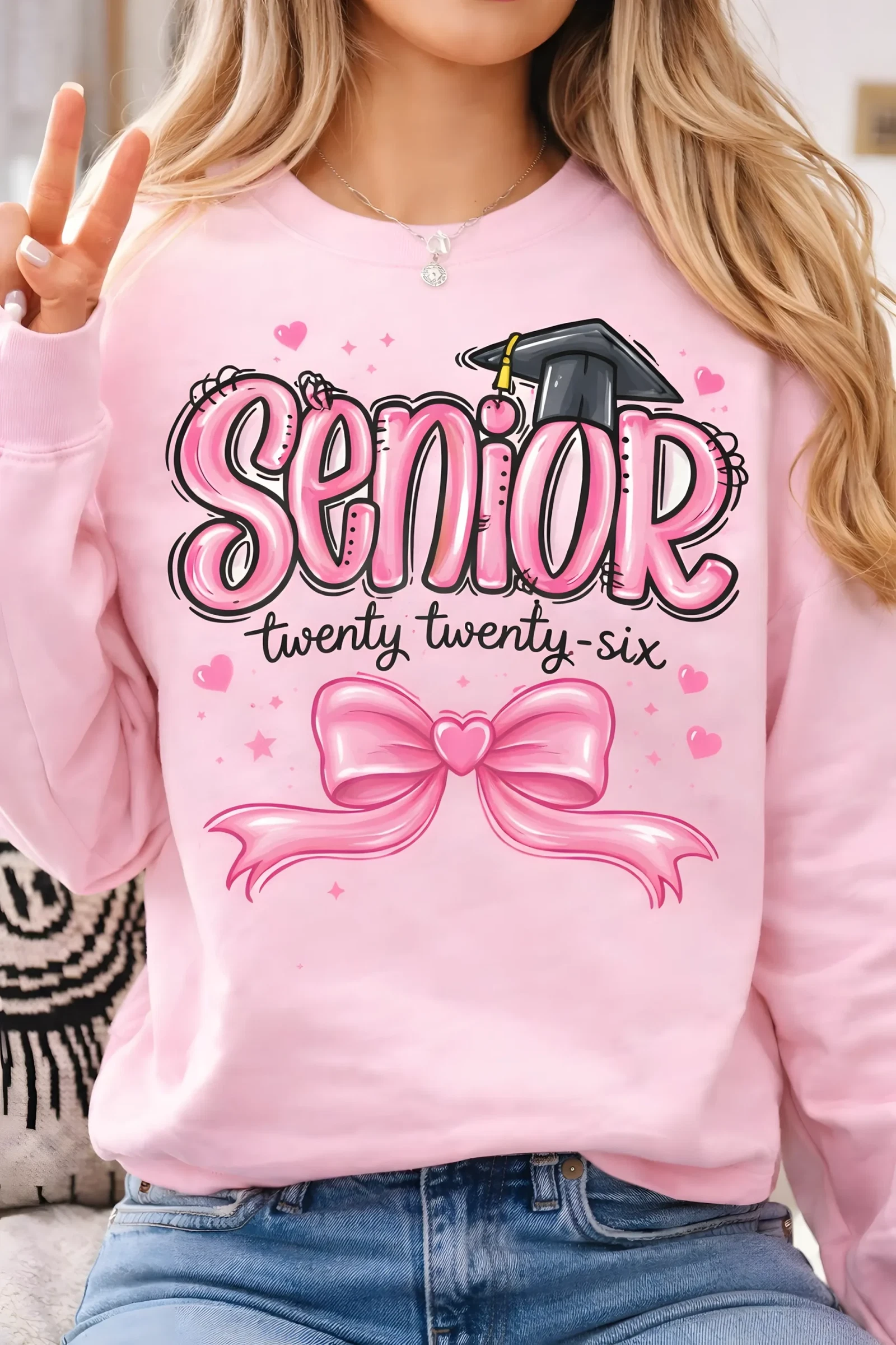 Senior 2026 PNG for Girly Graduation Apparel 3 Senior 2026 shirt design on girly graduation t-shirt mockup