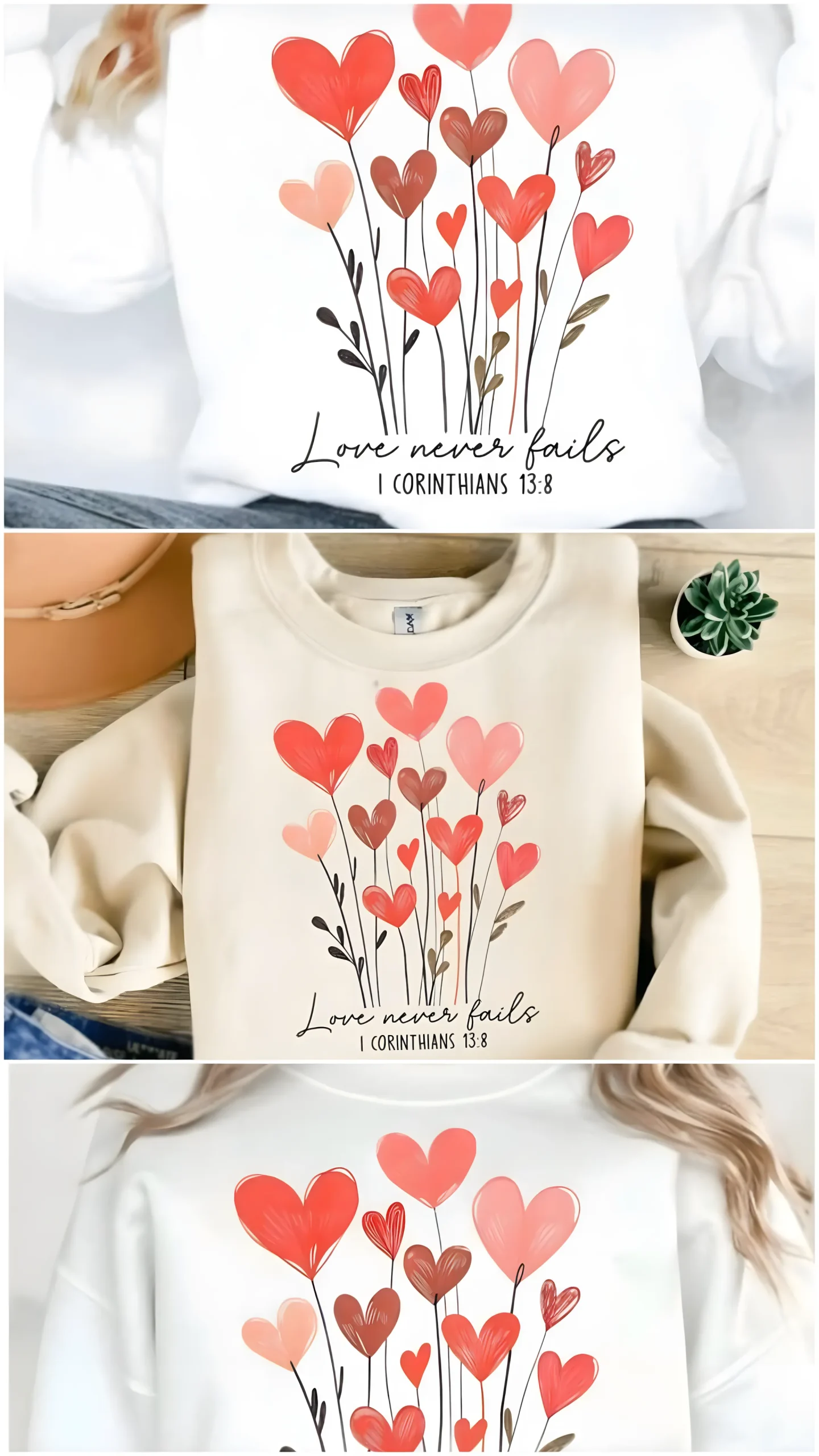 Love Never Fails PNG for Faith-Based Valentine Gifts 2 Love Never Fails bible verse PNG on Christian Valentine t-shirt mockup