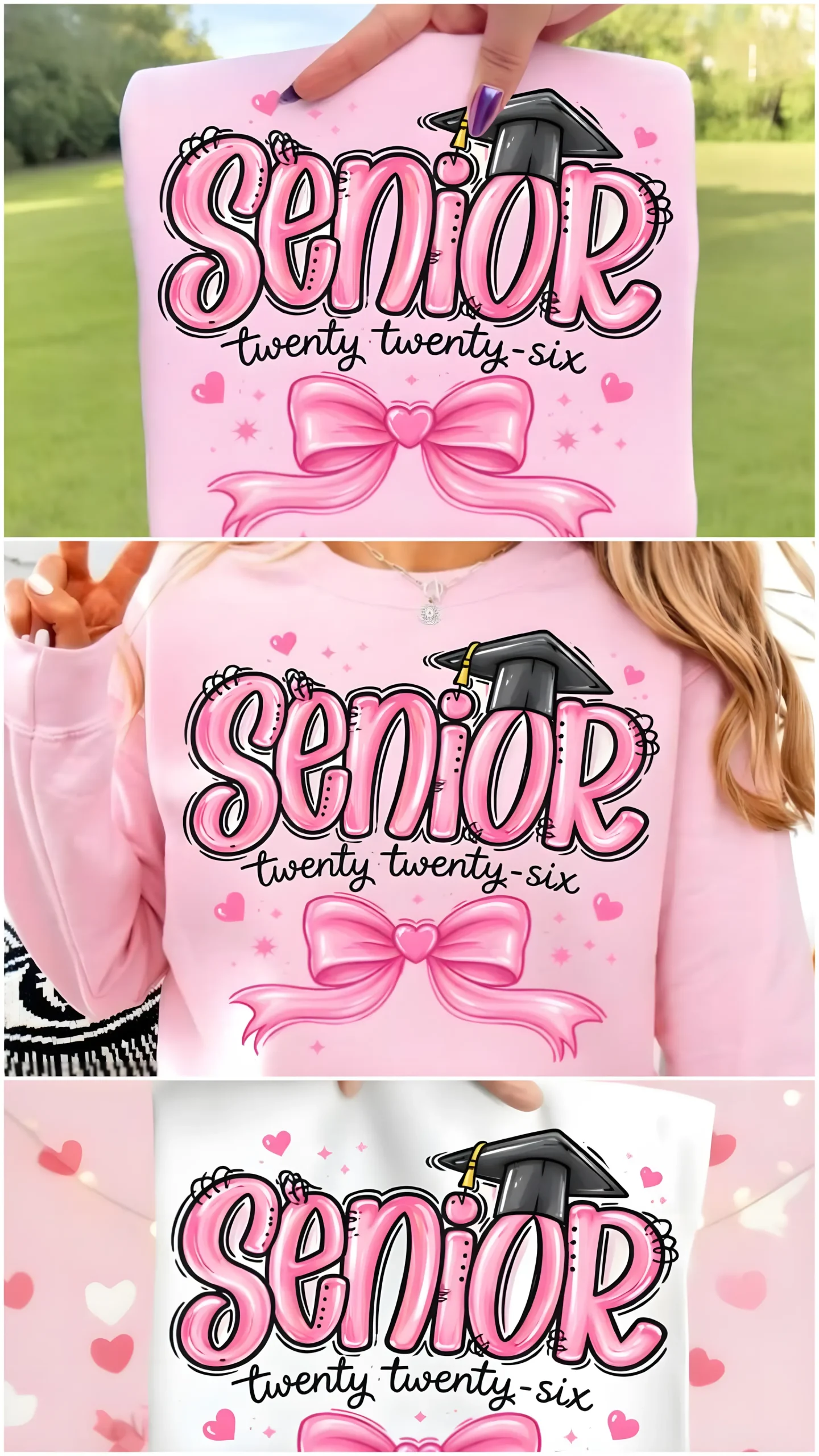 Senior 2026 PNG for Girly Graduation Apparel 2 Senior 2026 shirt design on girly graduation t-shirt mockup
