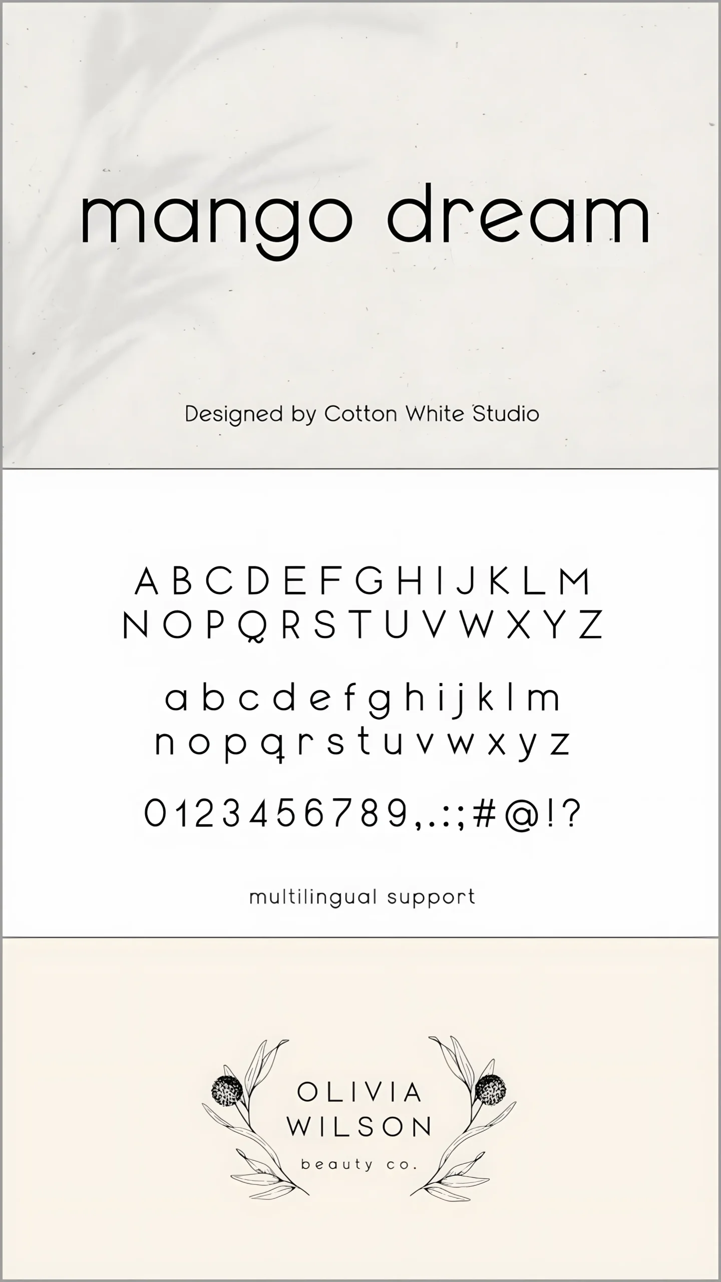Mango Dream Font for Clean Modern Branding and Logo Design 2 Mango Dream font character set showing rounded sans serif typography