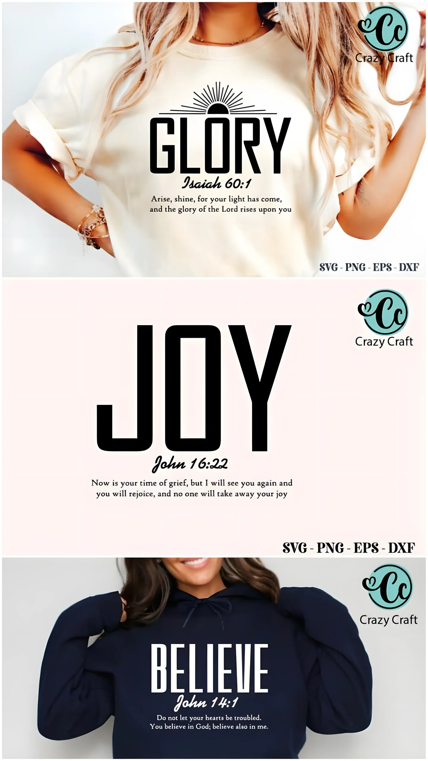 Bible Verse SVG PNG Bundle for Christian Apparel 2 Christian SVG bundle with Bible verse designs for t shirts