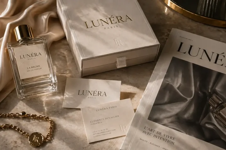 Luxury serif fonts used in premium branding design mockup
