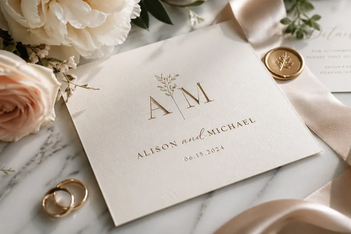 elegant fonts for wedding logo showcased on luxury invitation design