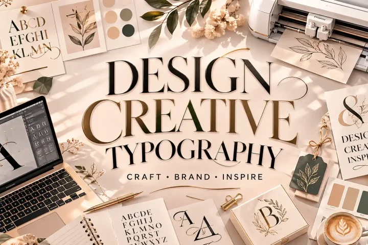 modern serif fonts for branding displayed in elegant typography design workspace with logo and packaging mockups
