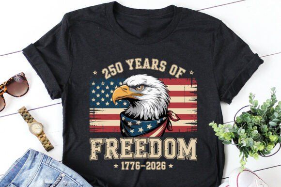 19 Best Retro Patriotic T-Shirt Designs for Independence Day 26 250 Years America Independence Day Png Graphics 140722219 3 580x386 1