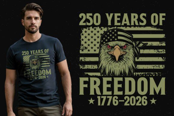 19 Best Retro Patriotic T-Shirt Designs for Independence Day 29 250 Years America Independence Day SVG Graphics 127762767 1 1 580x387 1