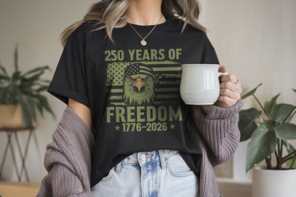 19 Best Retro Patriotic T-Shirt Designs for Independence Day 30 250 Years America Independence Day SVG Graphics 127762767 3 580x387 1