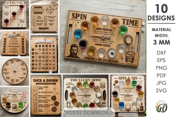 16 Laser Cut Projects That Sell Well on Etsy 14 3D Drinking Games Bundle Laser Cut Laser Cutting 148141719 1 1 580x387 1