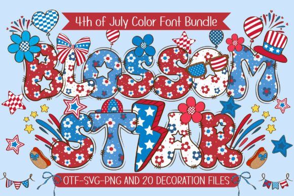 20 Independence Day Fonts for Posters, T-Shirts, and Social Media 8 Blossom Star Fonts 123086577 1 1 580x387 1