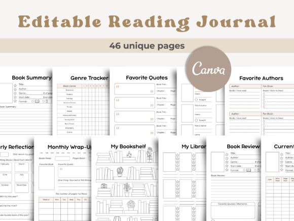 14 Best Digital Planners for 2026 to Stay Organized 27 Canva Reading Journal Editable Template Graphics 122091512 1 1 580x435 1