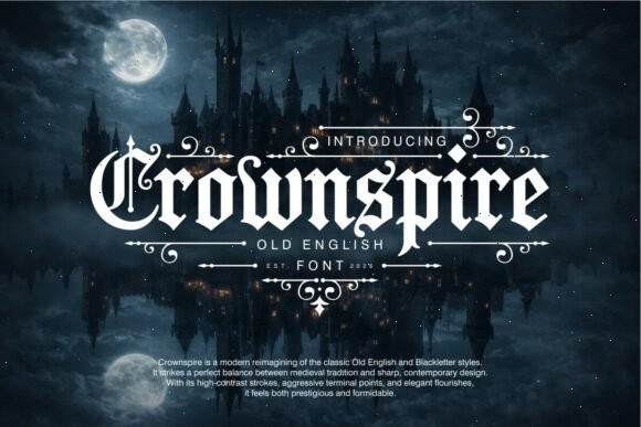 15 Best Blackletter Fonts for Gaming Logos 2 Crownspire Fonts 145571994 1 1 580x387 1