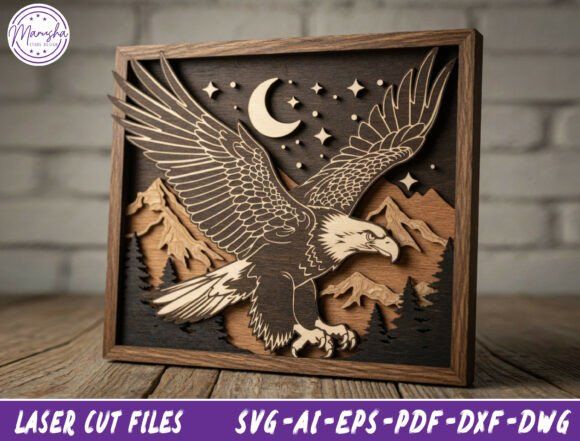 20 Laser Cutting Files for DIY Projects, Gifts, and Small Business 16 Eagle Layered Shadow Box SVG Laser Cutting 149497921 2 580x441 1