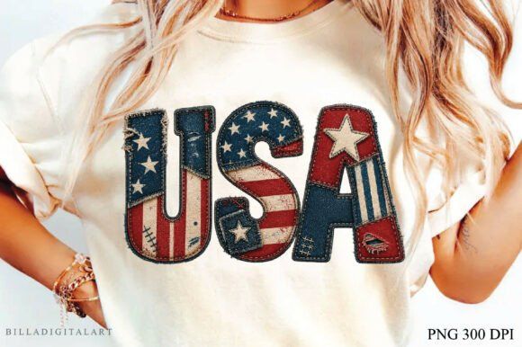 19 Best Retro Patriotic T-Shirt Designs for Independence Day 22 Independence Day USA Patchwork PNG Graphics 148643800 3 580x386 1