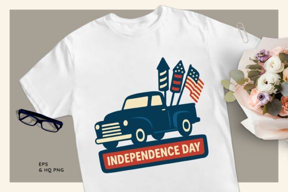 19 Best Retro Patriotic T-Shirt Designs for Independence Day 17 Independence Day vintage truck USA flag Graphics 123376062 2 580x387 1