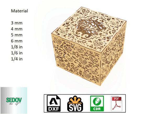 20 Laser Cutting Files for DIY Projects, Gifts, and Small Business 26 Laser Cut Wedding Card Box Cash Gifts Graphics 91000391 1 1 580x435 1