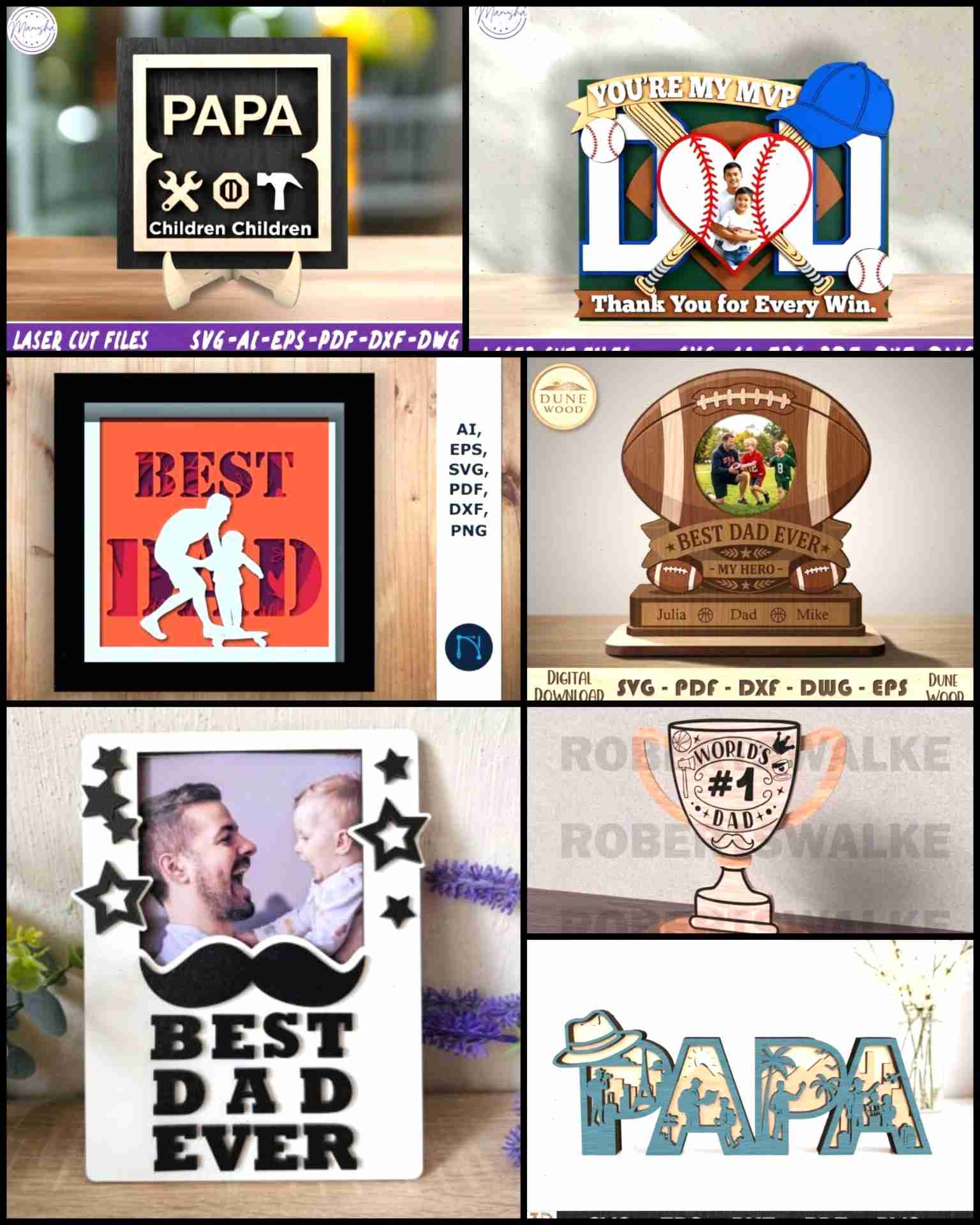 9 Easy Glowforge Designs That Sell on Etsy 6 Layered Fathers Day Plaques
