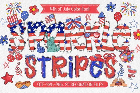 20 Independence Day Fonts for Posters, T-Shirts, and Social Media 5 Sparkle Stripes Fonts 149574887 1 1 580x387 1
